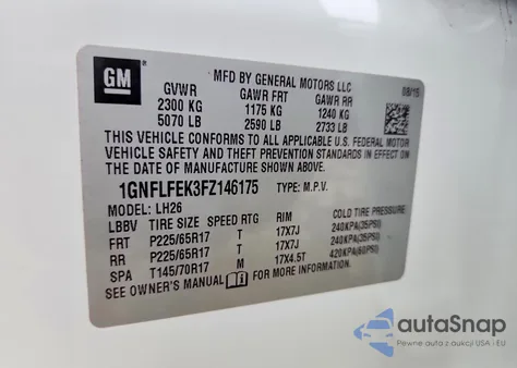 2015 Chevrolet Equinox Lt from USA, damaged, VIN 1GNFLFEK3FZ146175